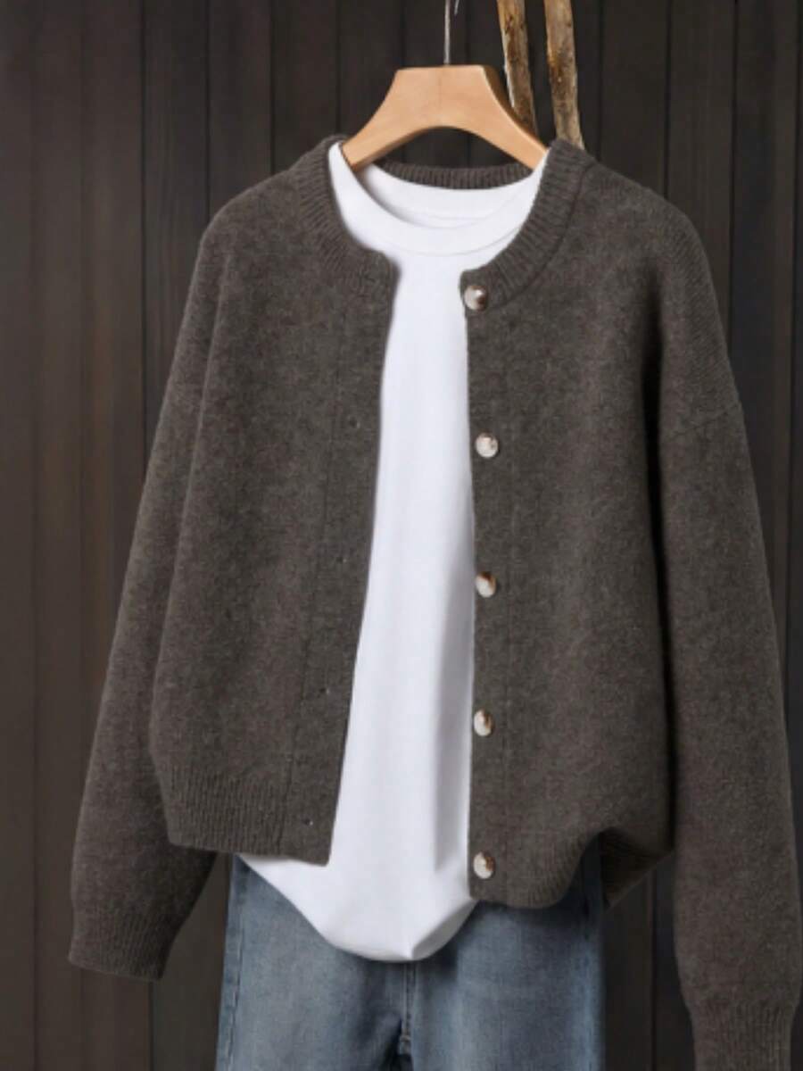 Women's Knit Relaxed Fit Button-Front Cardigan