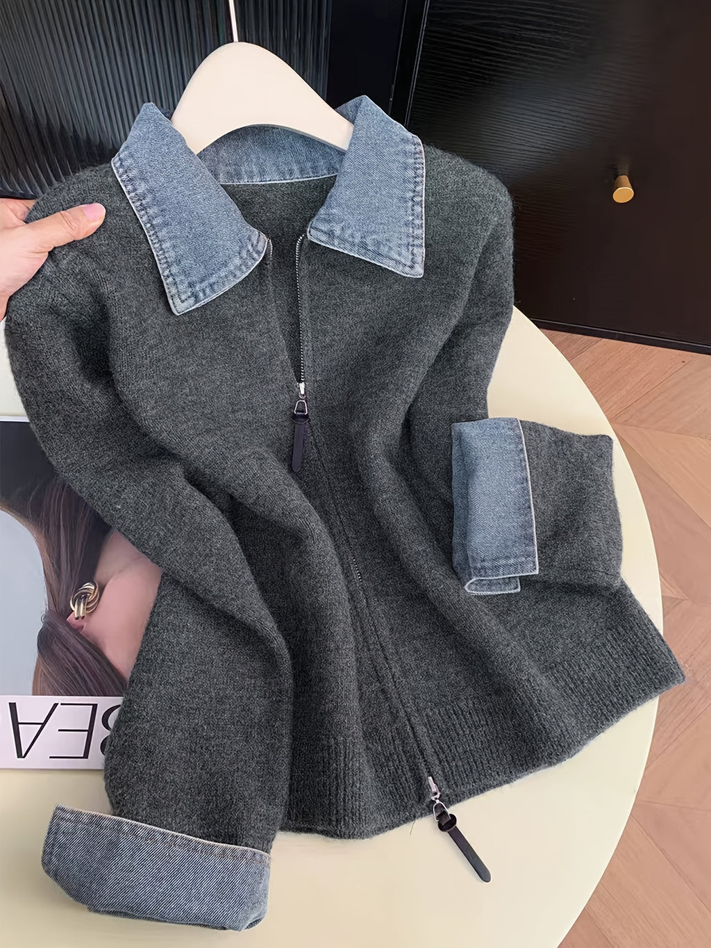 Women's Knit Relaxed Fit Full-Zip Cardigan