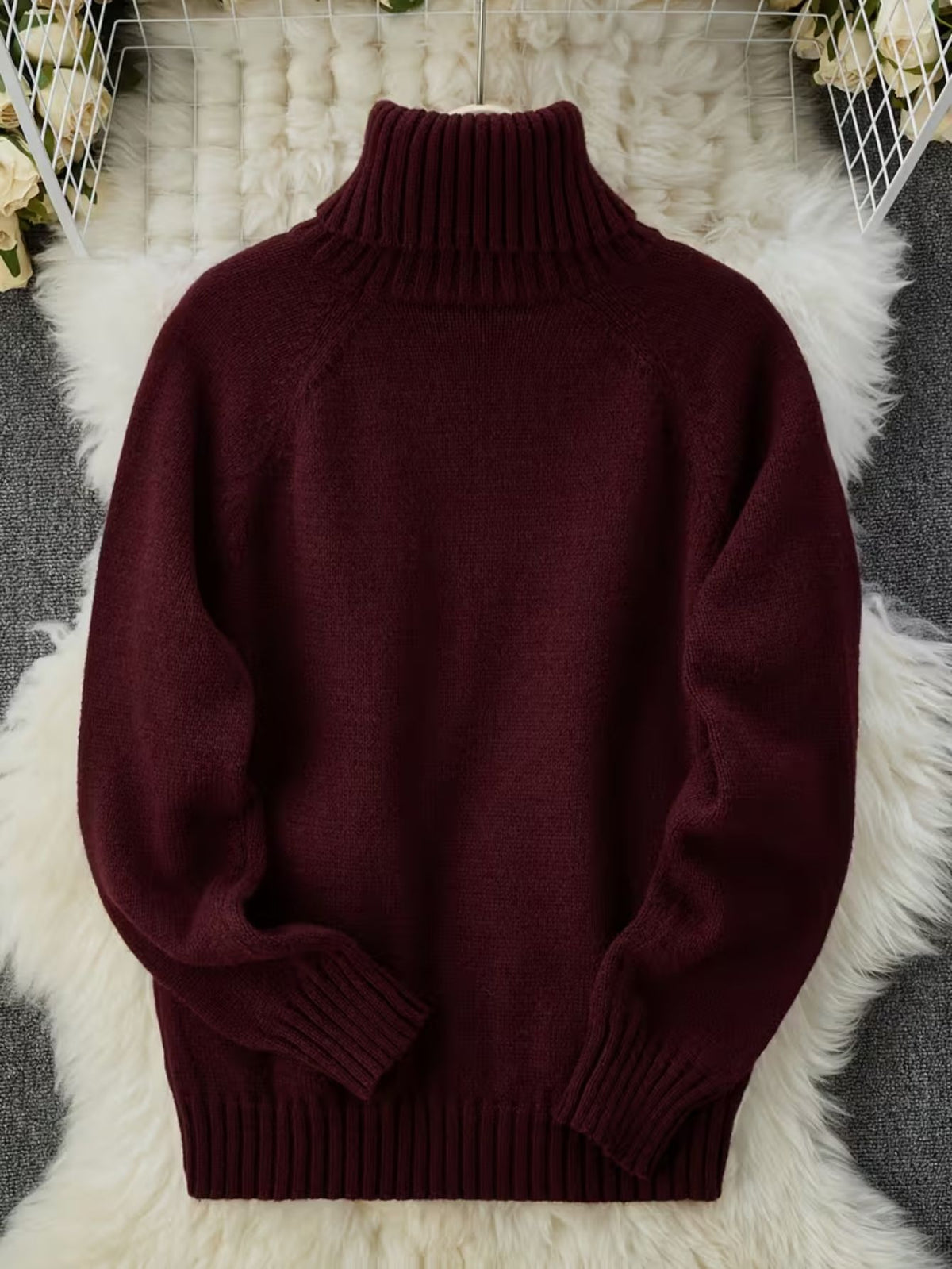 Women's Knit Relaxed Fit Turtleneck Sweater