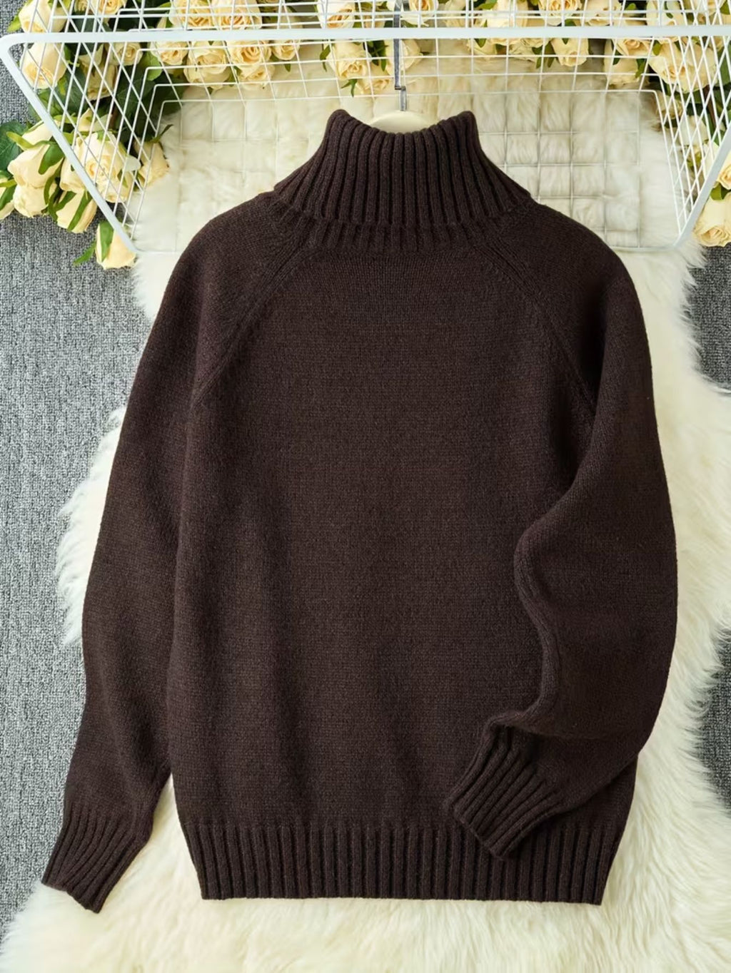 Women's Knit Relaxed Fit Turtleneck Sweater