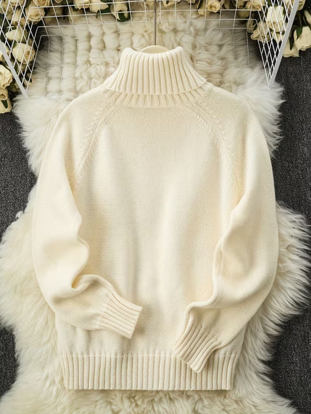 Women's Knit Relaxed Fit Turtleneck Sweater