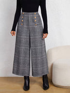 Women's Plaid High-Rise Wide Leg Pants