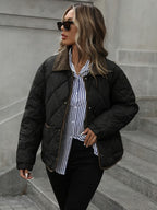 Women's Quilted Snap-Button Collared Jacket