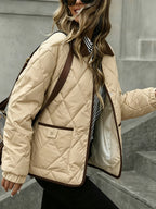 Women's Quilted Snap-Button Collared Jacket