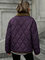 Women's Quilted Snap-Button Collared Jacket