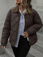 Women's Quilted Snap-Button Collared Jacket
