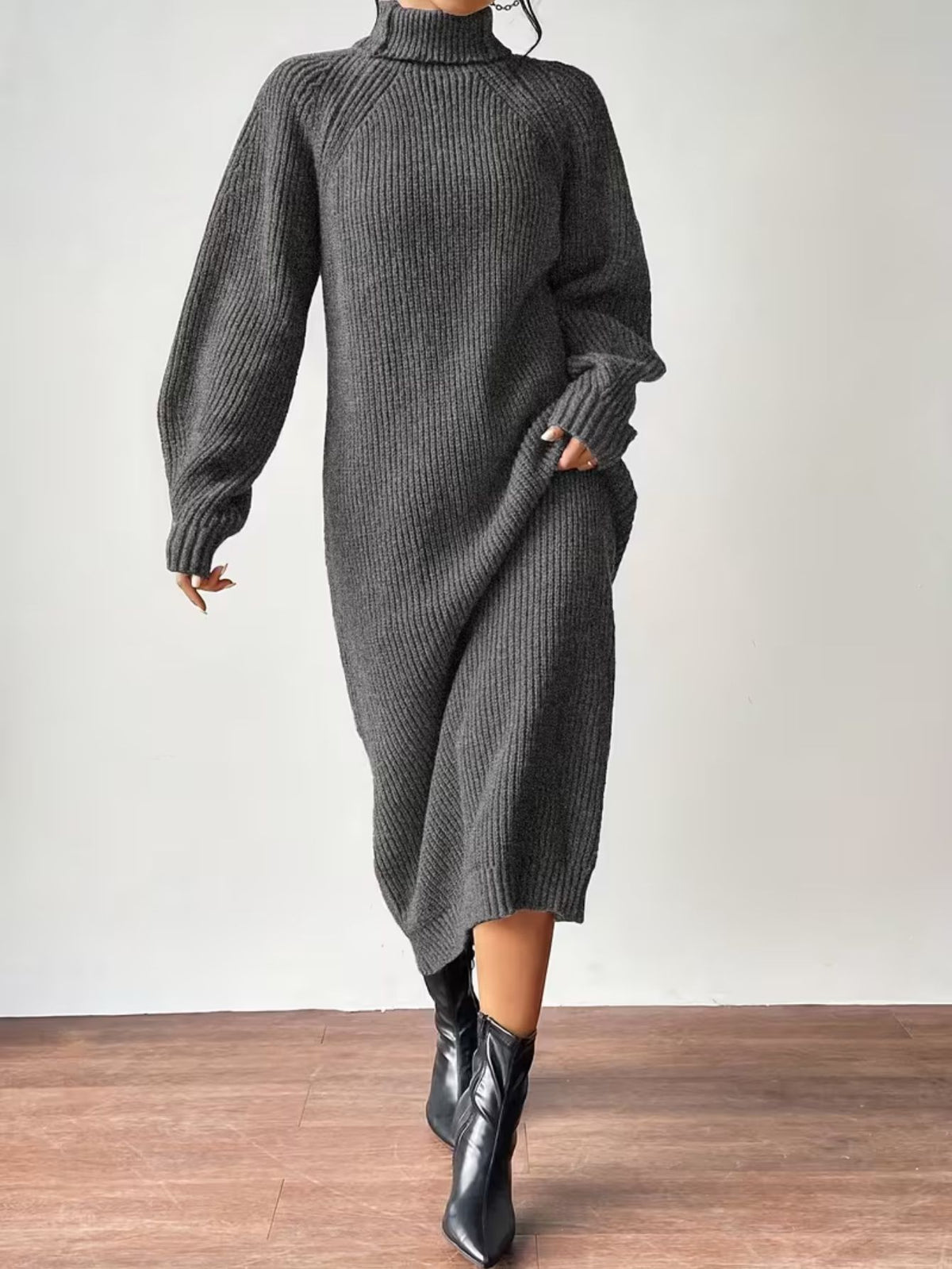 Women's Ribbed Relaxed Fit Maxi Sweater Dress