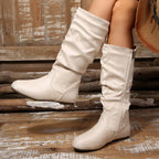 Women's Suede-Look Round Toe Knee-High Boots